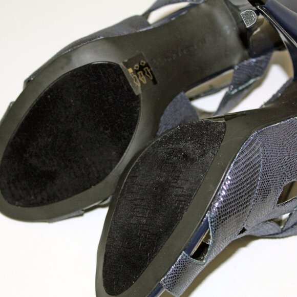 Bandolino Janeta High Heel Sandals Size 7.5M, Bleu Snakeskin Print - Picture 11 of 13